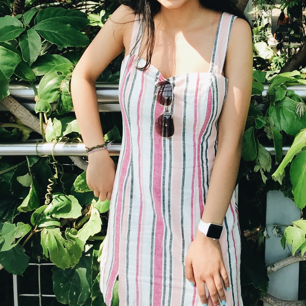 Pink and white striped dress